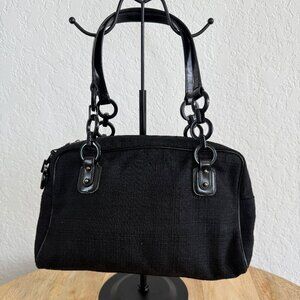 Salvatore Ferragamo Black Canvas & Leather Shoulder Bag